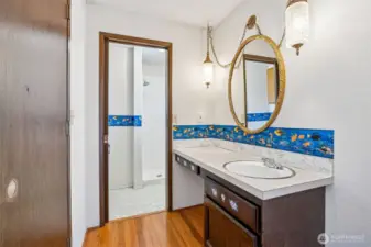 Primary bathroom with walk in closet