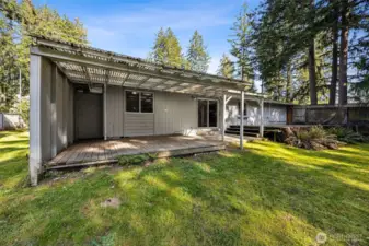Covered deck off back of home