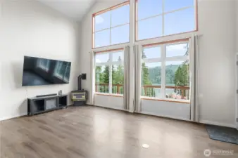 Living room with view of Lake.