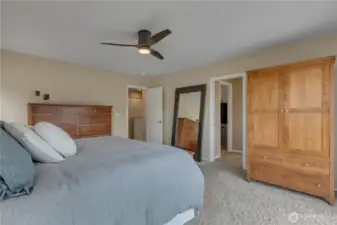 Hinkley smart ceiling fans in every bedroom.