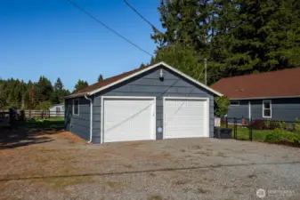 2 car XL garage with work station.