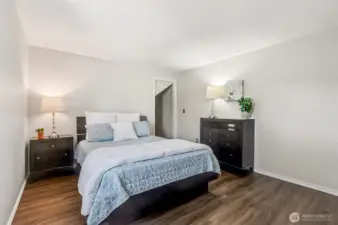 Spacious bedroom upstairs.