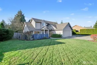 This charming home has a cement tile roof.