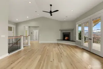 Abundant Natural Light, Soaring ceilings, wood flooring, Propane Fireplace