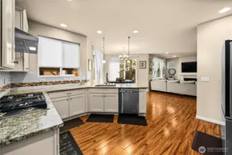 Stainless steel appliance in kitchen. New fridge and stove top