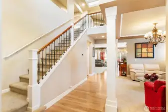 Wrought iron balusters adds strength, elegance and a custom feel to this home.