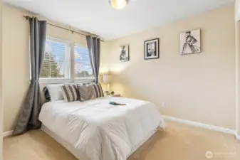 Bedroom facing the front of the house. Queen sized bed.