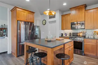 Stunning hardwood cabinets.