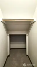 The hall closet continues underneath the stairs to capture additional storage opportunities.