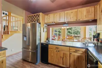 Abundant countertops provide plenty of workspace for cooking and entertaining.