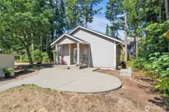 Detached ADU with large patio area and covered entrance