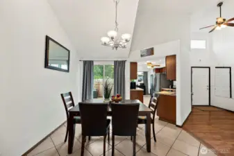 Dining room has slider leading out to back patio