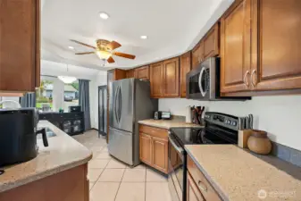 Great kitchen space, the end near the window is additional space for another table should you want that