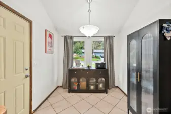 Additional space for table, currently set as coffee bar, work station, and storage