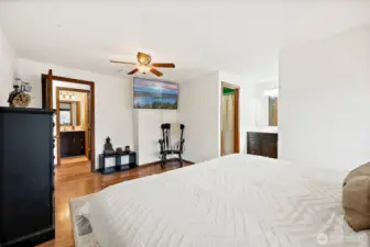 View towards the bathroom and walk-in closet.
