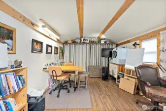 Open, light-filled interior of the artist studio.