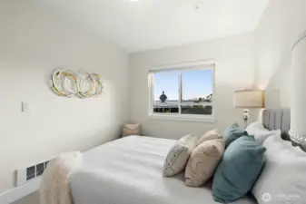 Lay your head down for the evening to views of the Puget Sound and iconic PI globe