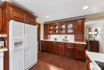 Buffet area with lots of extra storage.