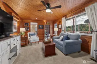 Warm wood room is a great relaxing room.