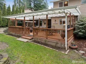 Covered back patio Extend your outside experience with a covered back deck, you can BBQ all year!!!