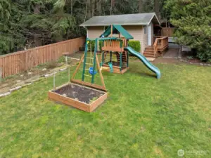 Room for a garden and a swing set.