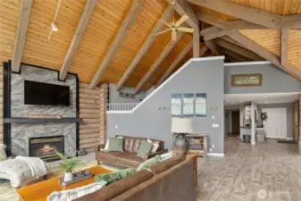 The loft area overlooks the great room...