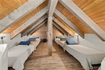 Currently serving as a charming additional sleeping space, the loft is versatile and has also been used as an office in the past.