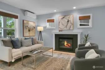 Living Room with Gas Mantled Fireplace
