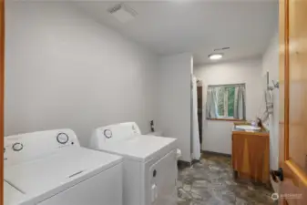 Lower level 3/4 bath and laundry