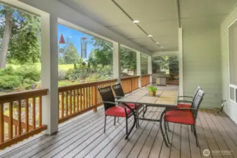 Covered Deck runs nearly full width of house