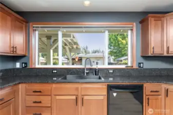 Kitchen with views to the Beautiful backyard