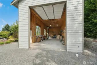 Detached RV/Boat Garage with two driveway access