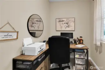 This area just inside the entrance is a perfect office space.