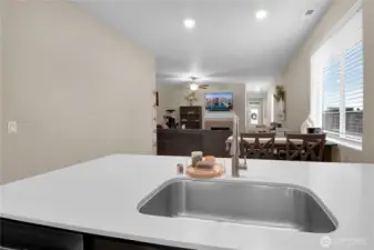 Sink overlooks the living room