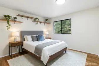 Bedroom-Photos have been virtually staged. Furniture and décor shown are for illustrative purposes only.