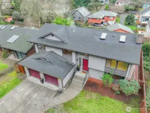 Aerial view of roof less than 10yrs old