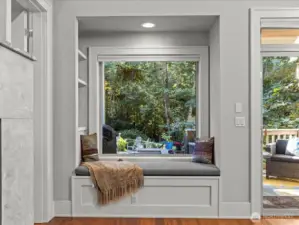 Window seat main floor lover looking spacious backyard