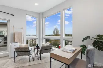 The top floor bonus room was built to capture light and views.