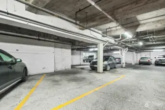 #401 has a great parking space! Plenty of room for a vehicle and a motorcycle if desired. The garage is secure and accessed off the alley behind the building.