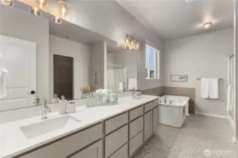 Spa-inspired 5-piece bath with soaking tub, walk-in shower, and elegant finishes for complete relaxation.