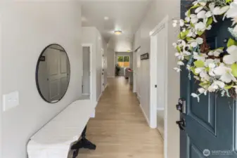Step into a bright, airy space with high ceilings and a warm, modern welcome.