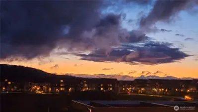 View of sunset from west-facing windows.