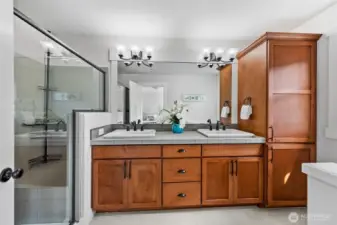 Primary bath with large walk-in shower.