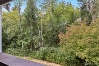 Nice view off balcony, greenbelt provides privacy.