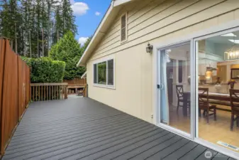 Slider to deck off of kitchen/dining area