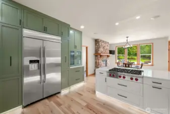The gas wolf range has a retractable downdraft