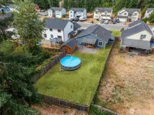 Fully fenced large back yard.