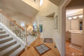 Formal Entry, fearing tall ceilings,and hardwood floors.