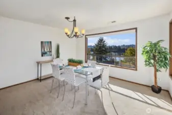 Dining room with beautiful view of the bay.