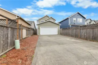 Large driveway and double car garage